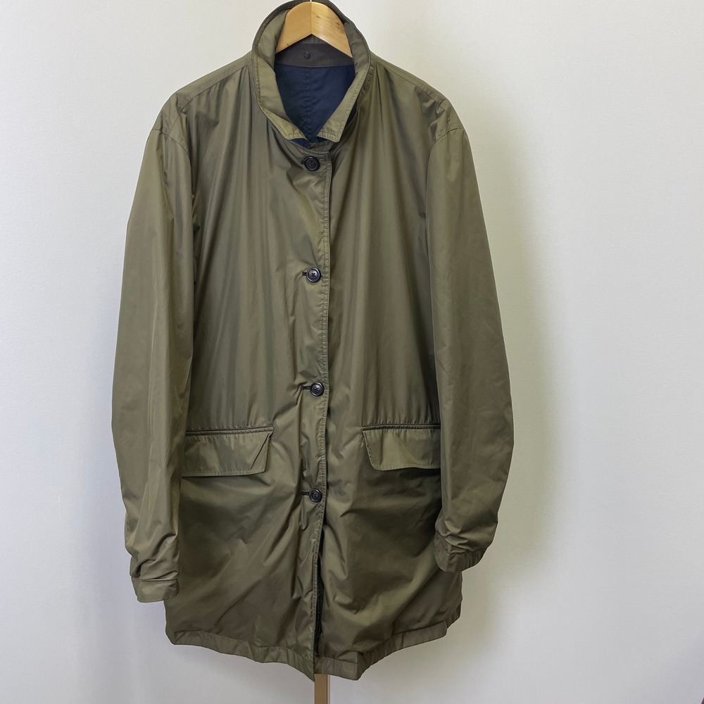 Massimo Dutti Reversible Car Coat Mens XXL Navy Blue Olive Green Jacket - Picture 3 of 16